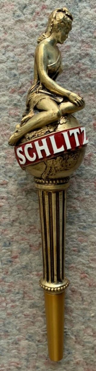 Schlitz Brewing Globe Lady Beer Tap Handle Rare Vintage 1970