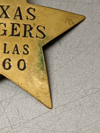 RARE ANTIQUE OBSOLETE 5 POINT STAR BADGE POLICE TEXAS RANGERS DALLAS 1960 3