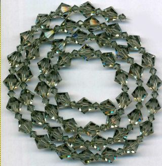 Beads Swarovski Cut Austrian Crystal Smoky Quartz Faceted 3 - 15mm 23 " Vintage