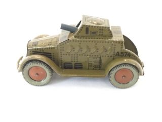Vintage Tin Litho Windup Armored Car Made In Germany Circa 1930’s Rare