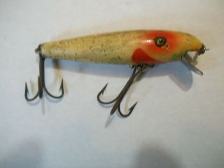 Vintage Pflueger Palomine Lure in Yellow/White with Silver Sparks Glass Eyes 2