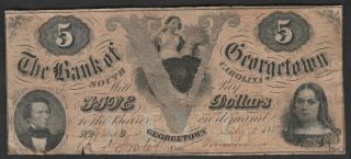 Usa State Of South Carolina Georgetown Bank 1859 F 5$ Very Rare
