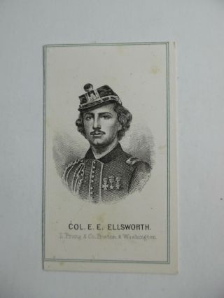 Colonel Elmer Ellsworth Engraved Cdv Louis Prang Civil War Era Antique