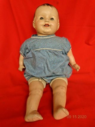 Antique 24 " Big Composition Baby Doll Cloth Body Unmarked
