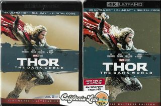 Thor Dark World 4k Ultra Hd,  Blu - Ray,  Slipcover Rare Marvel✔☆mint☆✔ No Digital