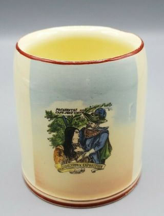 Rare Find 1907 Jamestown Exposition Beer Mug Pocahontas & Capt John Smith