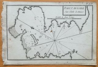 Roux: Engraving Map Island Lemnos Greece 1750