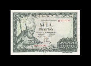 1965 Bank Of Spain 1000 Pesetas Madrid Rare ( (aunc))