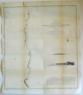 Antique 1851 Us Coast Survey California Mendocino Trinidad City Humboldt Bay Map