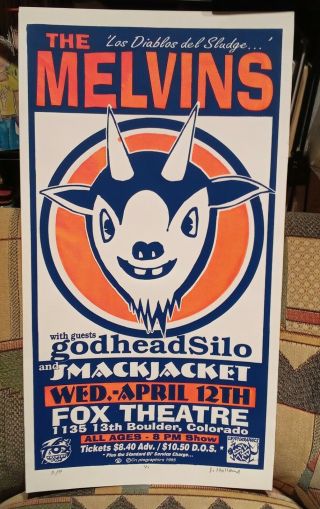 The Melvins – W/ Godheadsilo - Boulder,  Co 1995 Poster Rare A/p Cryptographics