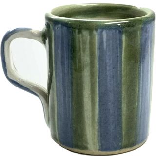Rare Vintage John B Taylor Ceramics Mug Cup Blue Green Stripes Striped Kentucky