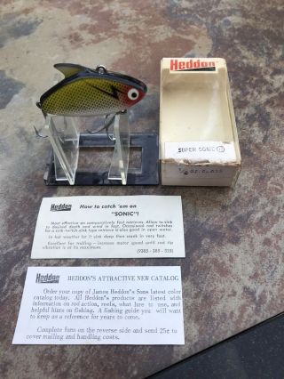 Awesome Vintage Heddon Sonic Fishing Lure With Papers Nos