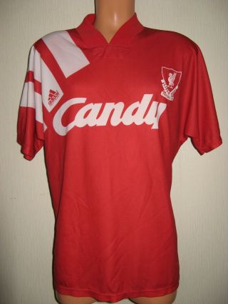 Rare Mens Vintage Liverpool Home Shirt Season 1991 - 92 Candy Medium 38/40 Ex Cond