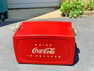 Vintage Coca - Cola Coke Soda Picnic Cooler Aluminum Rare Model Locking Handles