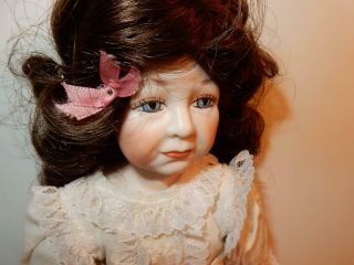Vintage Sweet Girl Doll Porcelain By Sharon 1974 13 " In Eyelet Dress Pantaloons