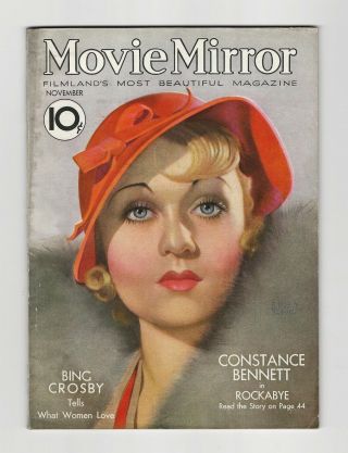 1932 Movie Mirror - Constance Bennett Cover - Many Star Pics - Rare