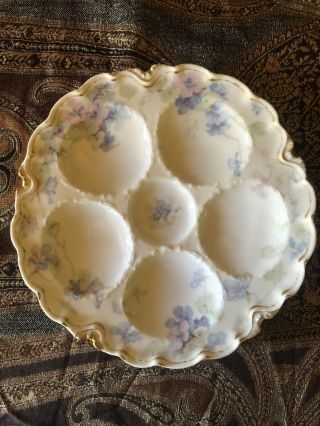 Antique Theodore Haviland Limoges Pink And Blue Forget Me Nots Oyster Plate