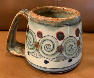 Vintage Ken Edwards Tonala Blue/green Rare Elpalomar Pottery Mug Mcm Big