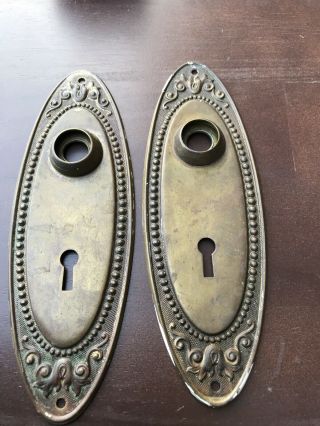 Vintage Antique Victorian Decorative Door Back Plate Set Brass