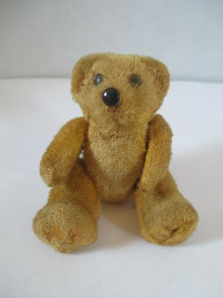 Antique Toy Jointed Teddy Bear With Glass Eyes German Or French Doll Companion