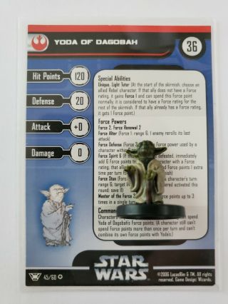 Yoda Of Dagobah - 45 Star Wars Miniatures » Champions Of The Force Very Rare