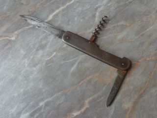 Vtg Old Rare Ww2 Wwii German Kaufmann K55k Folding Pocket Knife,  Corkscrew Tool