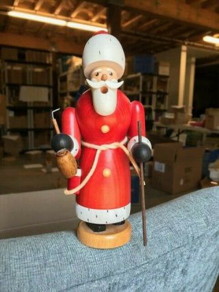 Vintage German Erzgebirgische Incense Burner Smoker Santa Wood Folk Art Rare