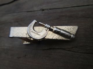 Vintage Brown & Sharpe Promotional Tie Clasp Clip Micrometer Gold Tone