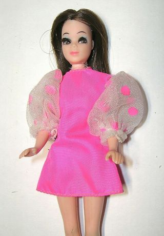 Vintage Dawn Doll Angie W/ Pink Mini Outfit Topper 6 " Fashion