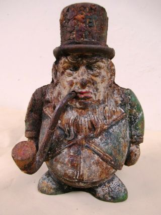 Vintage Cast Iron Money Box Transvaal Bank Coin Figurine Man With Cigar Rare F