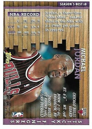 1996/97 Topps Chrome SB18 Michael Jordan Season’s Best Sticky Fingers (rare) 2