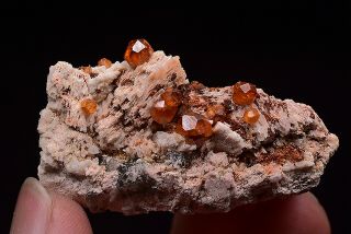 Natural Fanta Spessartine Garnets Feldspar Crystal Cluster Rare Mineral Specimen 2