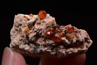 Natural Fanta Spessartine Garnets Feldspar Crystal Cluster Rare Mineral Specimen 3