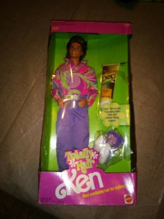 1991 Vintage Totally Hair Ken Doll 1115 Barbie,  Mattel,  Dep Styling Gel