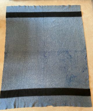 Vintage Hudsons Bay Company 4 Point Rare Blue Black Stripe Wool Blanket England 3