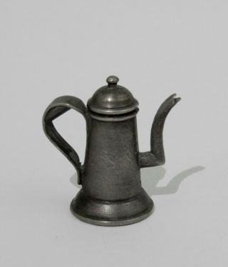 Vintage Pewter Tea Pot Artisan Dollhouse Miniature 1:12