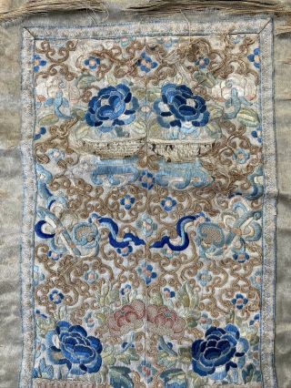 Two Antique Chinese Silk Embroidery Panels Sleeve Qing 19th Century Forbidden 3