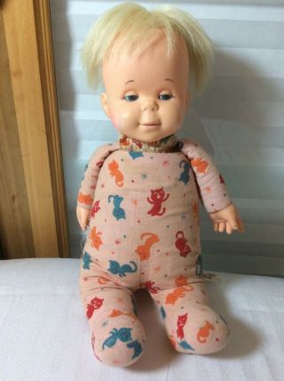 Vintage Talking Drowsy Doll By Mattel 1964 Rare Cat Pajamas 14 " Tall