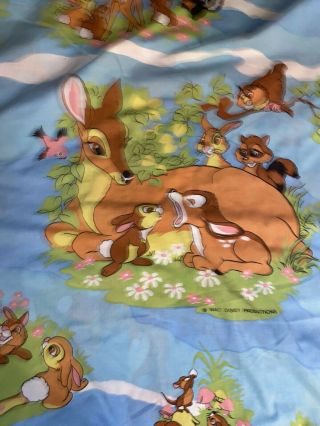 Vtg Bambi Twin Flat Sheet Walt Disney Productions Thumper Flower