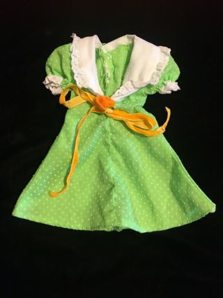 Vtg Rare Velvet Chrissy Doll Green & White Polka’d Dress Adorable Orig.