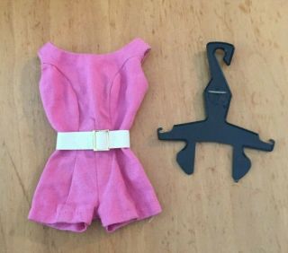 Vintage 1962 - 63 Mattel Barbie Pak Pink Scoop Neck Playsuit And Clone White Belt