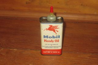 Antique Tin Mobil Handy Oil 4 Ounces Socony Ny Usa Vintage Can Oiler Pegasus