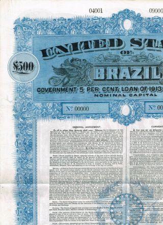 United States Of Brazil,  Loan Of 1913,  Lb 500,  Top Rare Specimen,  Single Piece,