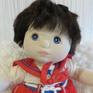 Vintage 1985 Mattel My Child Baby Doll With Dark Hair And Blue Eyes