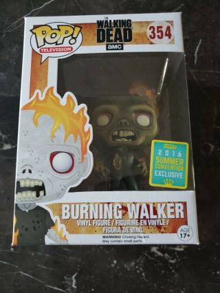 The Walking Dead Burning Walker Sdcc 2016 354 Funko Pop Rare Exclusive