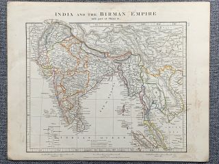 1841 India & Southeast Asia Hand Coloured Antique Map By Aaron Arrowsmith
