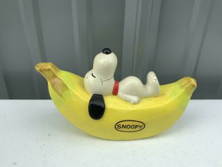 Vintage 1966 Ceramic Bank,  Snoopy On Banana,  United Feature Syndicate,  Inc Rare