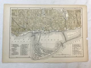 Vintage City Street Map Of Toronto Union Station Steamboat Landings Hotels
