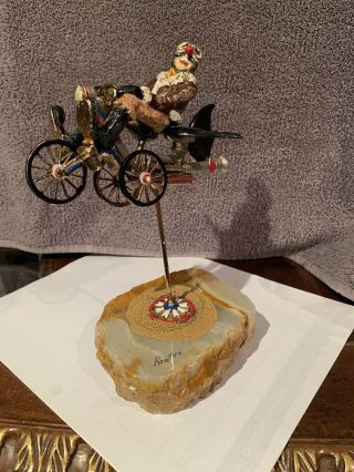 Rare 1987 Signed Ron Lee Sculpture,  Clown On A Flying Tricycle