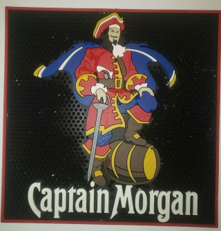Rare,  Captain Morgan Spiced Rum Rubber Bar Mat Spill Large 16 1/2 " X 16 1/2 "